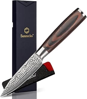 Small Kitchen Knife 3.5 Inch Paring Knife High Carbon Stainless Steel Fruit Knife with Wood Handle, Sharp Knife for Cutting Tomatoes with Gift Box