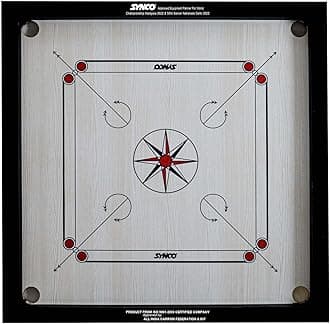 Synco 33" Inch Wooden Carrom Board with 4mm Ply | Matte Black Finish | Water-Resistant | High Re-Bounce Capabilities | Premium Natural Indian Plywood | Large Carrom Board with Free Coins/Striker