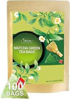 Matcha Green Tea Bags, Classic Premium Japanese Matcha + Sencha Green Tea, Super Antioxidant, Zero Calories, Caffeinated, 100 Count