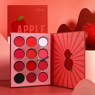 Red Eyeshadow Palette Makeup, Ultra Pigmented and Blending Bright Dark Hot True Red Black Eye Shade 12 Color, Cruelty Free Velvet Matte Shimmer Warm Fall Sunset Pink Goth red Eye Shadow Pallet