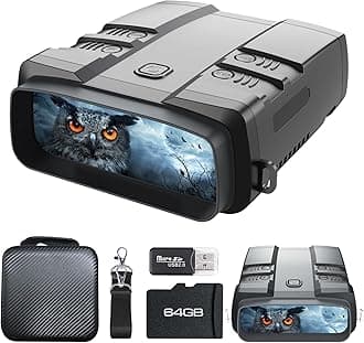 Night Vision Goggles, True 4K Night Vision Binoculars, Built-in Powerful Focusable IR, 6000mAh Rechargeable Battery, Super Large Display, Long Viewing Range, Free 64GB Card (Silver Gray)