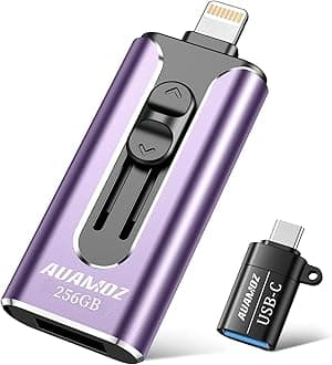 256GB Flash Drives Intended for iPhone, Memory Stick Storage for Photos and Videos Backup, Compatible with iPhone iPad Android PC, Plug and Play, No Application Required (Light Purple)