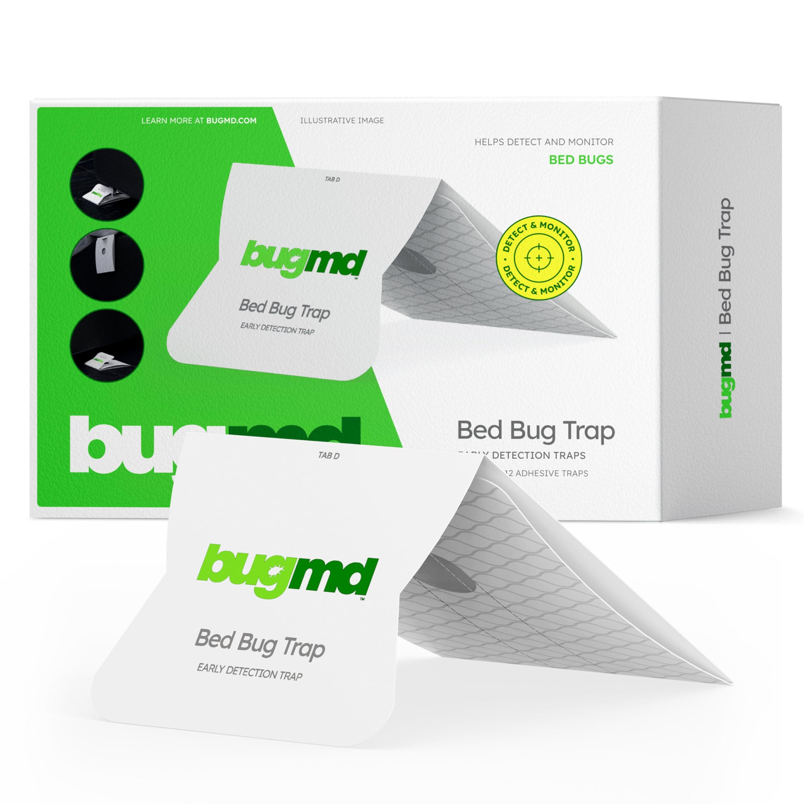 Bed Bug Trap (1 Pack, 12 Traps) - Interceptors, Bed Bug Prevention, Sticky Glue Traps, Insect Trap Indoor