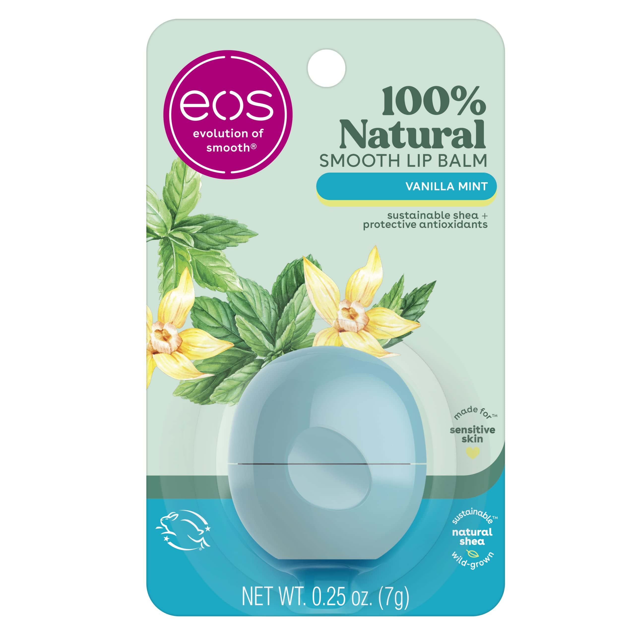 EOS Visibly Soft Lip Balm Sphere, Vanilla Mint, 0.25 Ounce