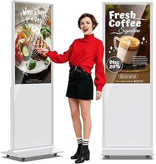 43 Inch Digital Signage Display,Indoor Floor Standing TouchScreen Advertising Display Kiosk Android System,Commercial LCD Totem Support HDMI-in,Free Customization Stickers and CMS System(White)