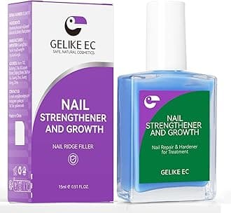 gelike ec Nail Strengthener and Growth Polish: Milky Blue Quick Dry Nail Hardener Repair Damaged Thin Nails for Women After Gel Removal With Multi-Vitamins and Protein 16ml Vegan