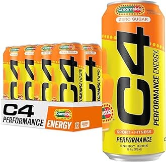Performance Energy Drink, Orange Creamsicle, Zero Sugar Carbonated Preworkout Energy, 200mg Caffeine with Beta Alanine, 16 Fl Oz (12 Pack)