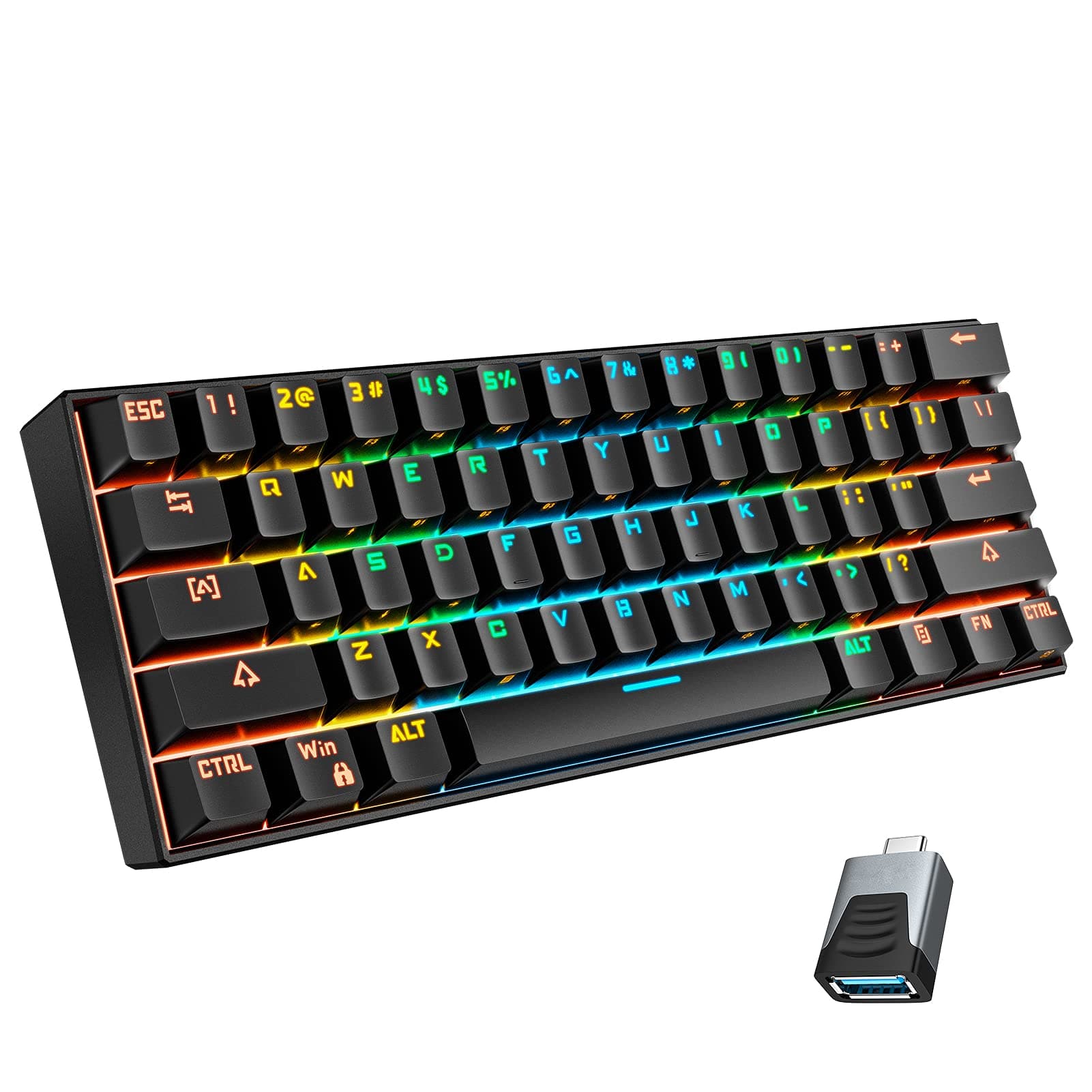 Mechanical Gaming Keyboard 60%, Wireless/Wired Bluetooth Keyboard