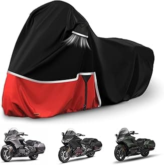 sportuli Waterproof Motorcycle Cover Replace for Honda Goldwing without Trunk models, 420D Oxford Cloth Automatic DCT, GL1800, Valkyrie Tourer Motorcycle Cover for Snow Rain Dust Protection
