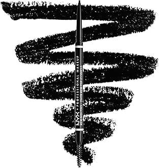 NYX Professional Makeup Brow Pencil, Micro Brow Dual Ended Ultrafine Pencil Tip with Mechanical Brow Tool and Spoolie Brush, Vegan Formula, Shade: Black