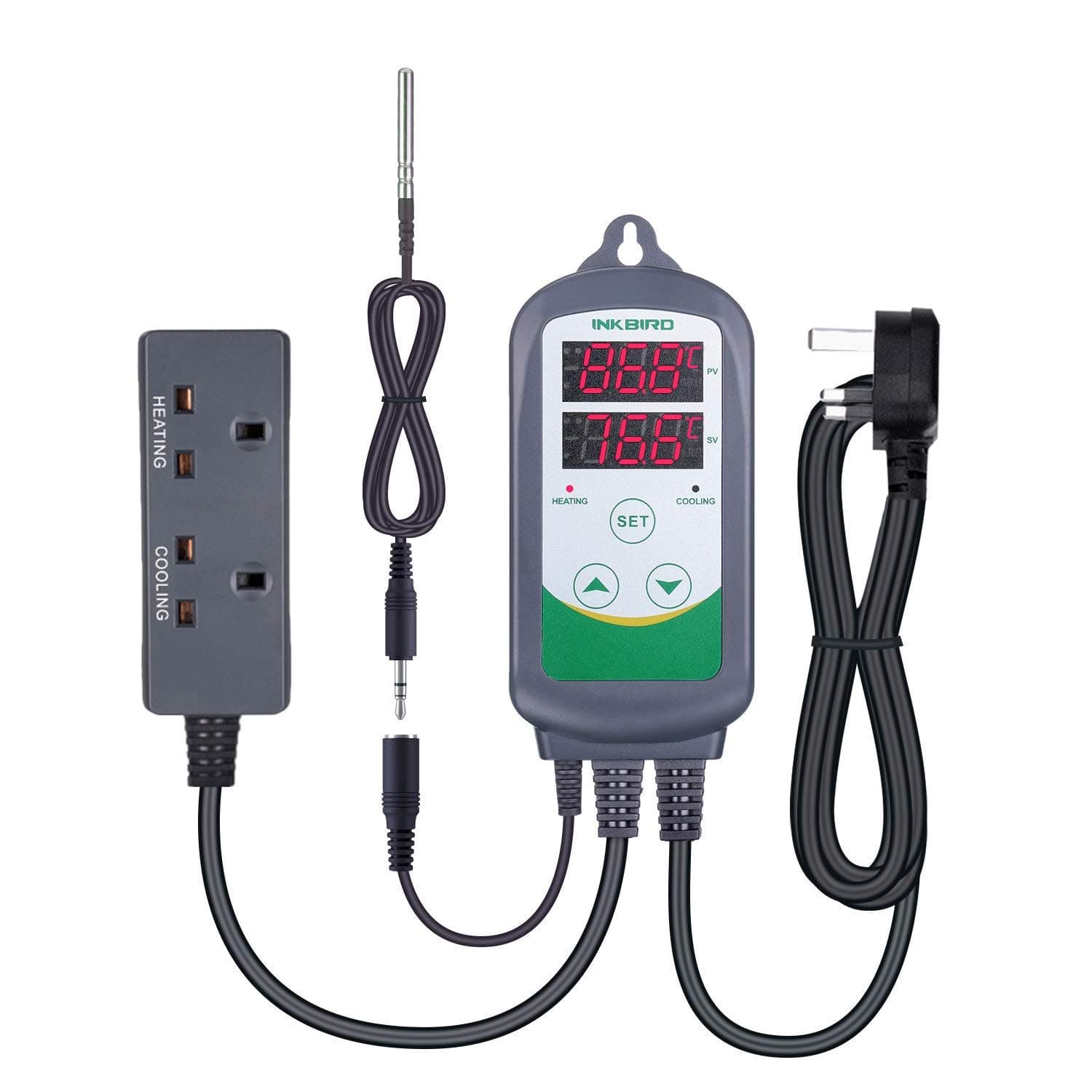 Inkbird ITC-308S Dual Relay Digital Temperature Controller for Heating Cooling Device with 1.97in NTC Sensor Probe