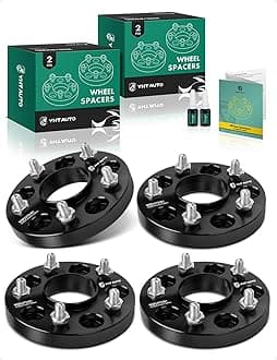 YHTAUTO 5x4.75 Hub Centric Wheel Spacers 20mm Compatible with 1979-2019 Chevrolet, GMC, Buick, Cadillac, Pontiac Models Tire Spacers w/ M12x1.5 & 12.9 Grade Studs, 70.3mm Hub Bore 5 Lug 4PCS Black