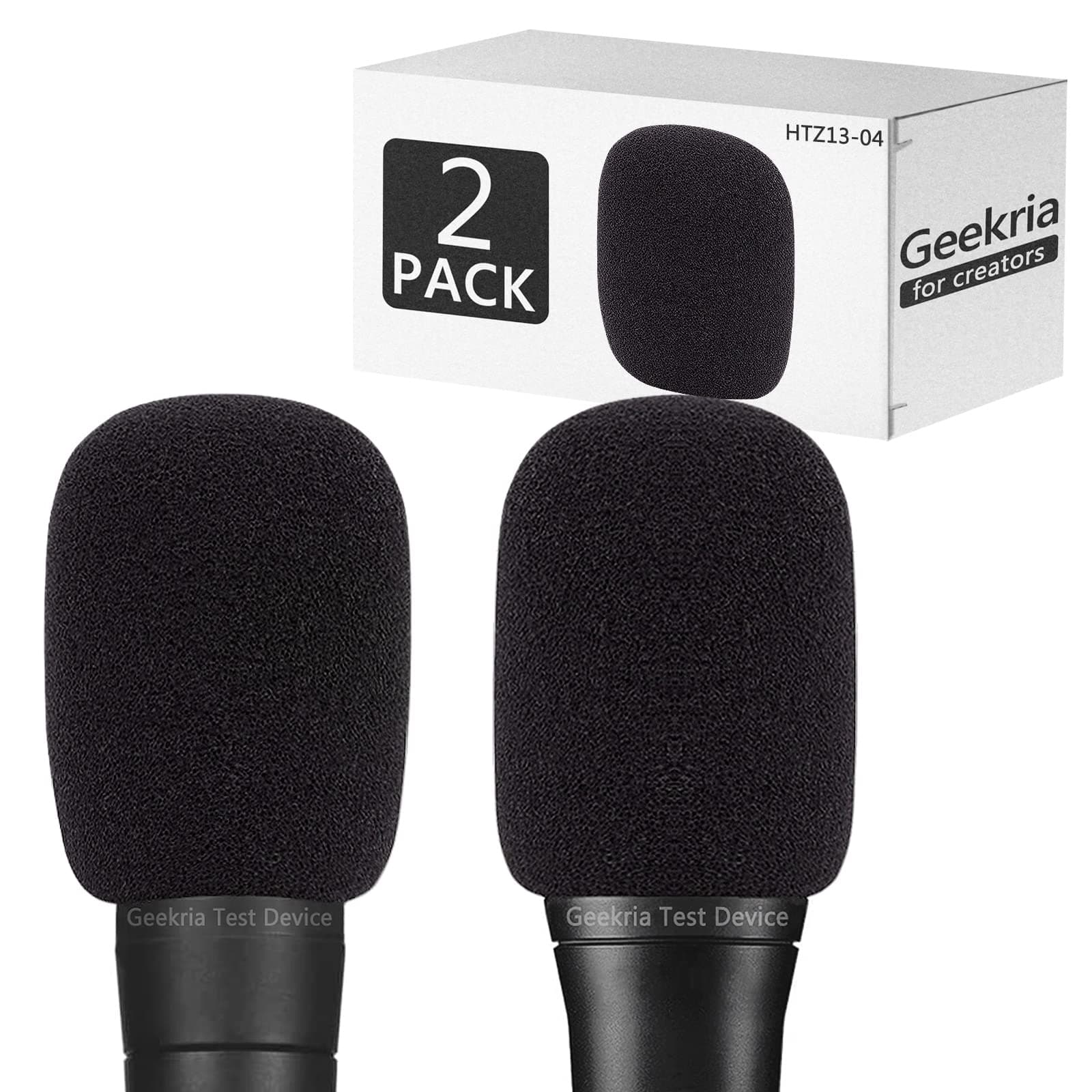 Geekria for Creators Foam Windscreen Compatible with Shure MV7, BETA 57A, BETA 58A, PGA48-QTR, PGA58-XLR Microphone Antipop Windshield, Mic Wind Cover, Sponge Foam Filter (Black / 2 Pack)