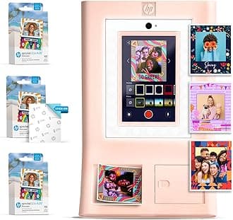 HP Sprocket Photo Booth Machine Instant Color Photo Printer (Pink) Paper Bundle + Zink 3.5 x 4.25” Zink Sticky-Backed Photo Paper (310 Sheets)