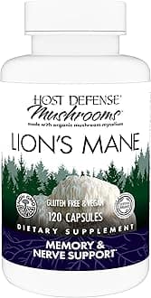 Host Defense Mushrooms Lion's Mane - Supplement Capsules for Brain Health Support - Mushroom Support for Focus & Memory Function - Immune & Nervous System Supplement - 120 Capsules (60 Servings)*