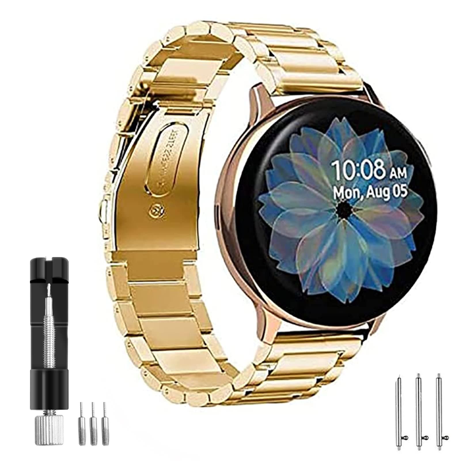 Aresh Compatible with Galaxy Watch Active 2 40mm Bands&Active 2 44mm Band& Galaxy Watch 6 40mm 44mm Band/Galaxy Watch 6 Classic 47mm 43mm Band,20mm Stainless Steel Strap for Galaxy Watch Active