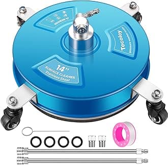 14" Pressure Washer Surface Cleaner with 4 Wheels-Stainless Steel Power Washer Accessories for Concrete Driveways Sidewalks Patios Cleaning Blue