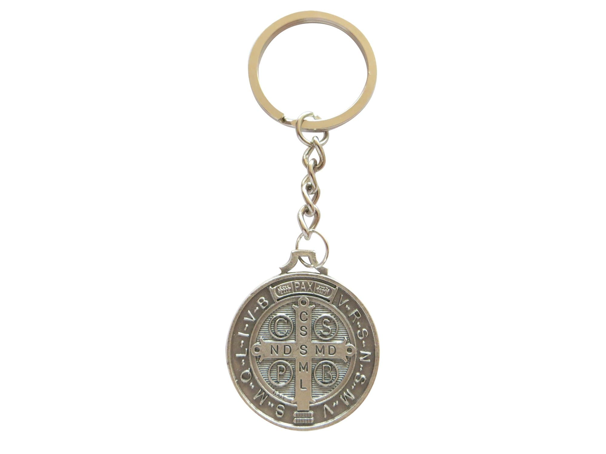 Saint Benedict Keychain with attached St. Benedict Medal