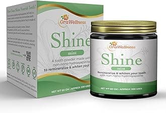 OraWellness Shine Remineralizing Tooth Powder, Natural Teeth Whitening Powder with Hydroxyapatite, Flouride Free Tooth Repair, Natural Teeth Whitening, Teeth Polish & Stain Remover, Fresh Mint