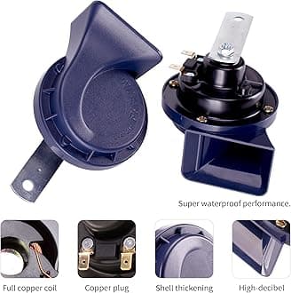 FARBIN Horn 12V Car Horns Loud Dual-Tone Waterproof Auto Horn Electric Snail Horn Kit Universal for Any 12V Vehicles (Blue horn, 12v)