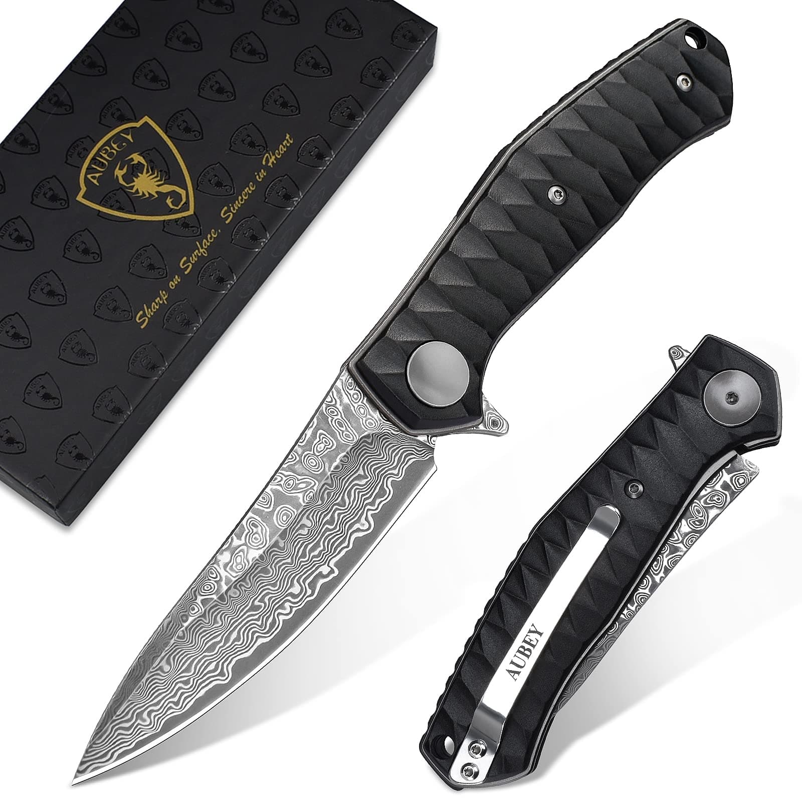 DAMASCUS POCKET EDC KNIFE