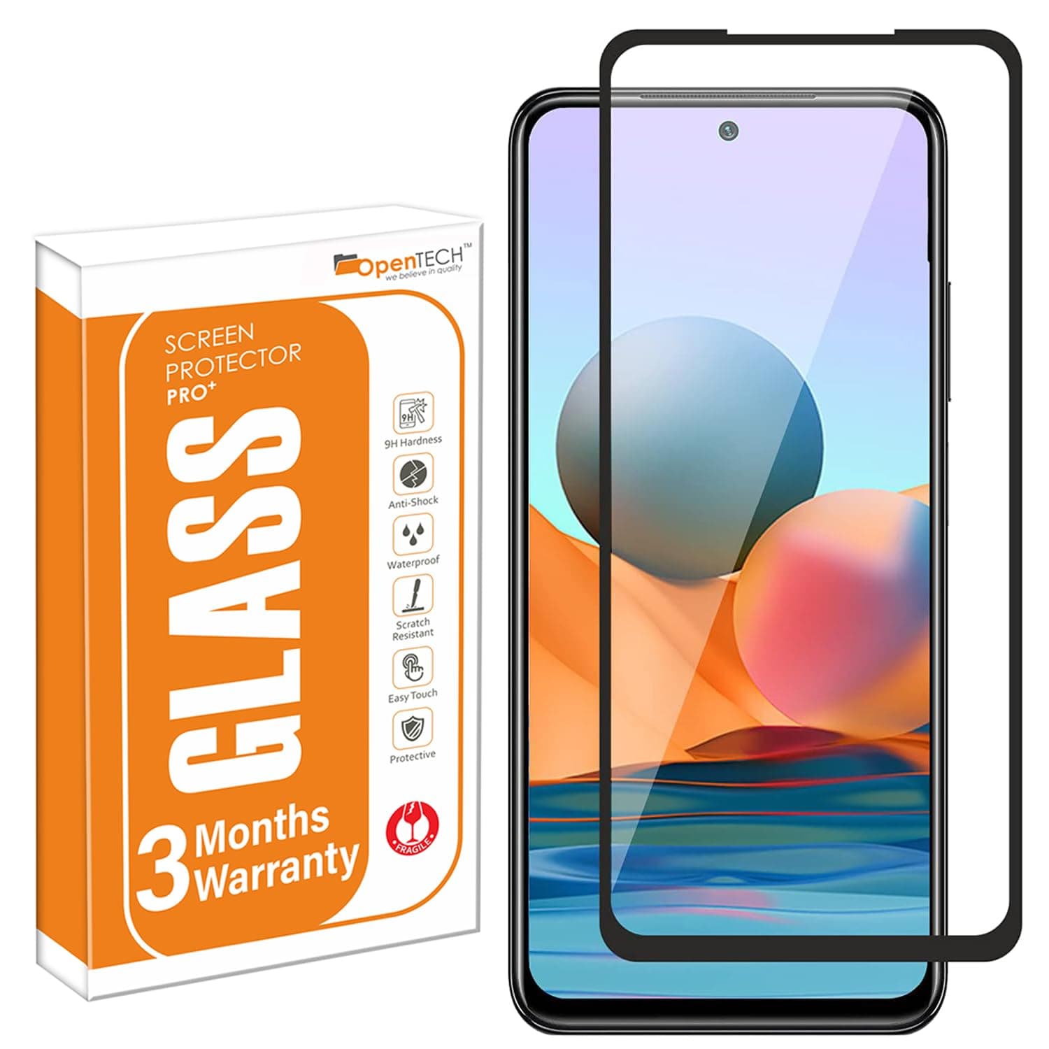 OpenTech® Military-Grade Tempered Glass Screen Protector for Redmi Note 9 Pro / Note 9 Pro Max / Note 10 Pro / Note 10 Pro Max / K40 / K40 Pro / K40 Pro Plus / 11x / 11x Pro / POCO F3 with Edge to Edge Coverage and Easy Installation kit
