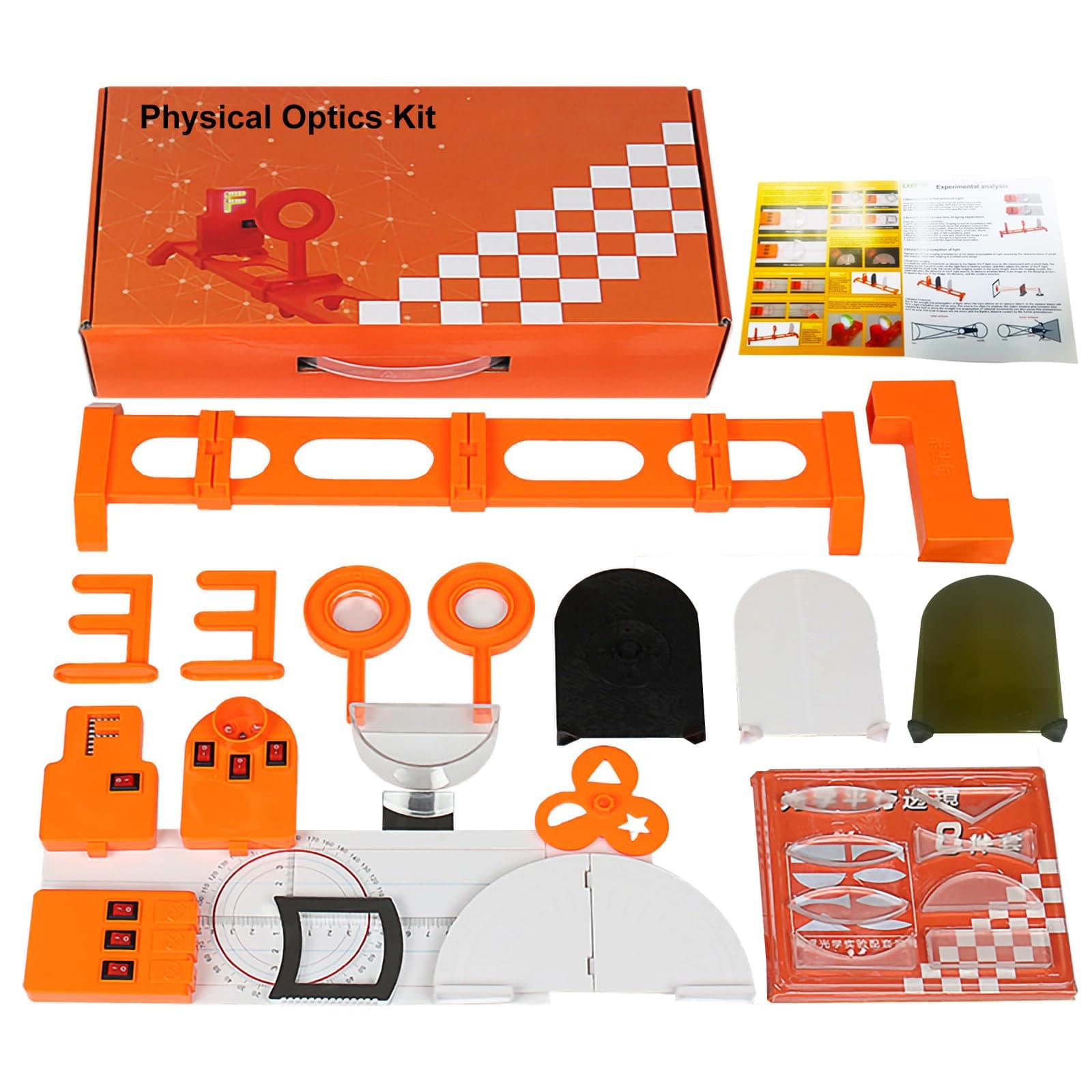 EXBEPE Physics Optics Experiment Set Refraction and Reflection of Light,Convex Lens and Small Hole Imaging Experiment, Three Primary Colors of Light School Optics Learning Educational Science Kits
