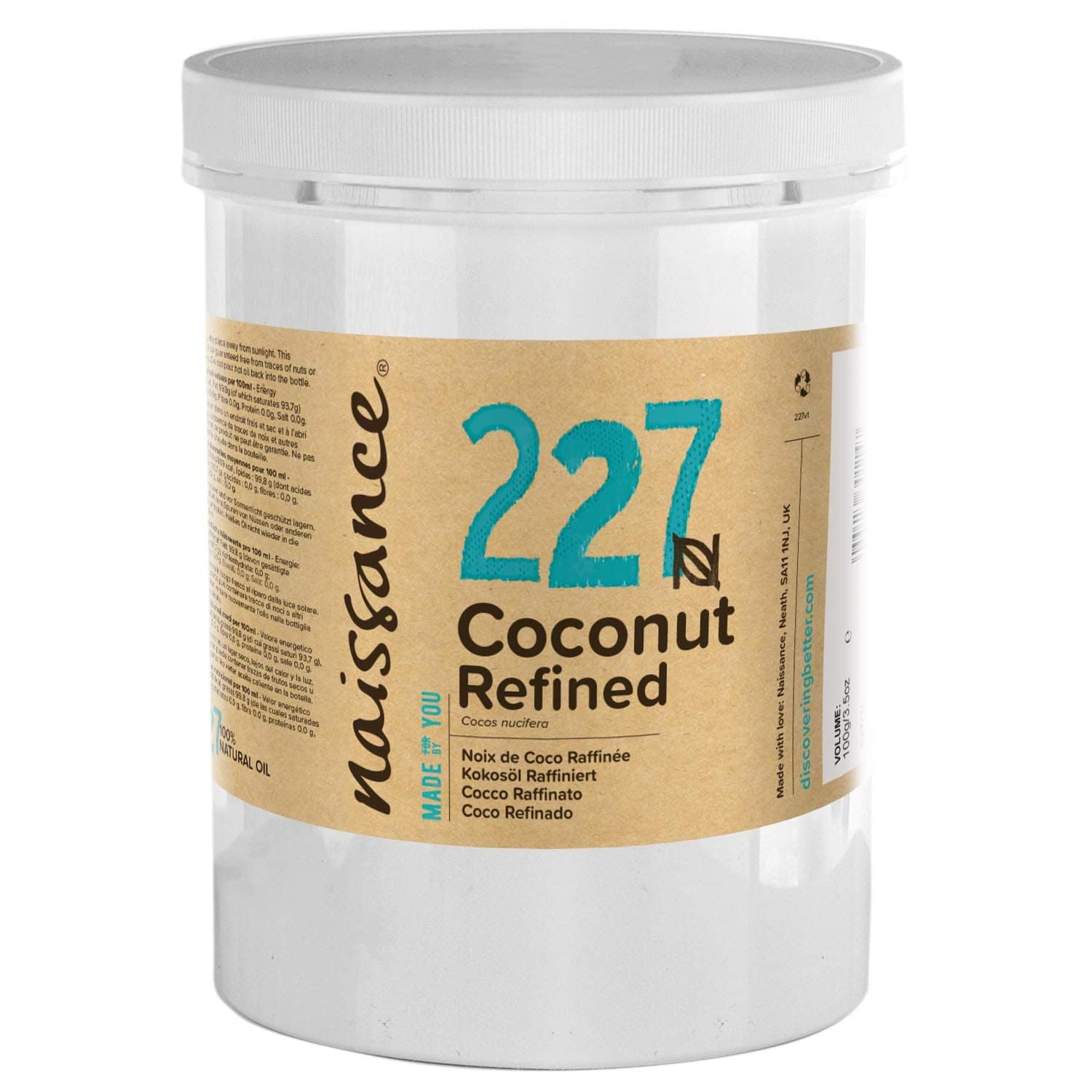 Naissance Refined Coconut (Solid) Oil 2.2 lbs - Pure, Natural, Cruelty Free, Vegan - Moisturizing & Hydrating - Ideal for Aromatherapy, Skincare, Haircare and DIY Beauty Recipes