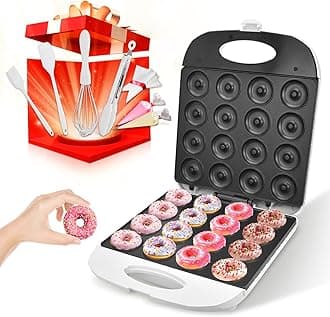 DSP All in One 2 Inch Mini Donut Maker, Non-Stick, Cool Touch, Electric Doughnut Machine for 16 Snacks & Desserts, Perfect for Birthday, Wedding, Baby Shower, Christmas, Party, Afternoon Tea