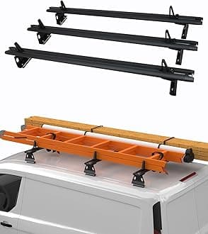 MELIPRON Aluminum Van Roof Rack Fit for Ford Transit, Ram Promaster, Nissan NV, No Drill Cargo Van Ladder Rack, Aerodynamic Quiet T-Slot 3 Crossbars, Black