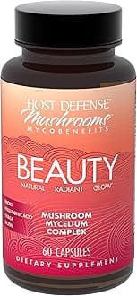 MycoBenefits Beauty Capsules - Supplement for Healthy Hair & Nail Strength - Skin Elasticity & Health Aid - Mushroom Supplement with Biotin & Hyaluronic Acid - 60 Capsules (30 Servings)