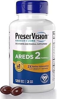 AREDS 2 Eye Vitamin & Mineral Supplement with OCUSorb, 120 Vegan Soft Gels, Contains Lutein, Zeaxanthin, Vitamin C & E, Zinc, & Copper, Eye Health Supplements for Adults