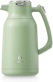 IDEUS 68 oz Stainless Steel Thermal Coffee Carafe, Double Wall Insulated Vacuum Flask, Water Coffee and Beverage Dispenser, 12 Hour Heat 24 Hour Cold Retention, Avocado Green