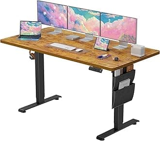 Marsail‎ 63x24 Inch Electric Standing Desk Adjustable Height Home Office Desk with Storage Bag,Headphone Hook for Computer Workstations
