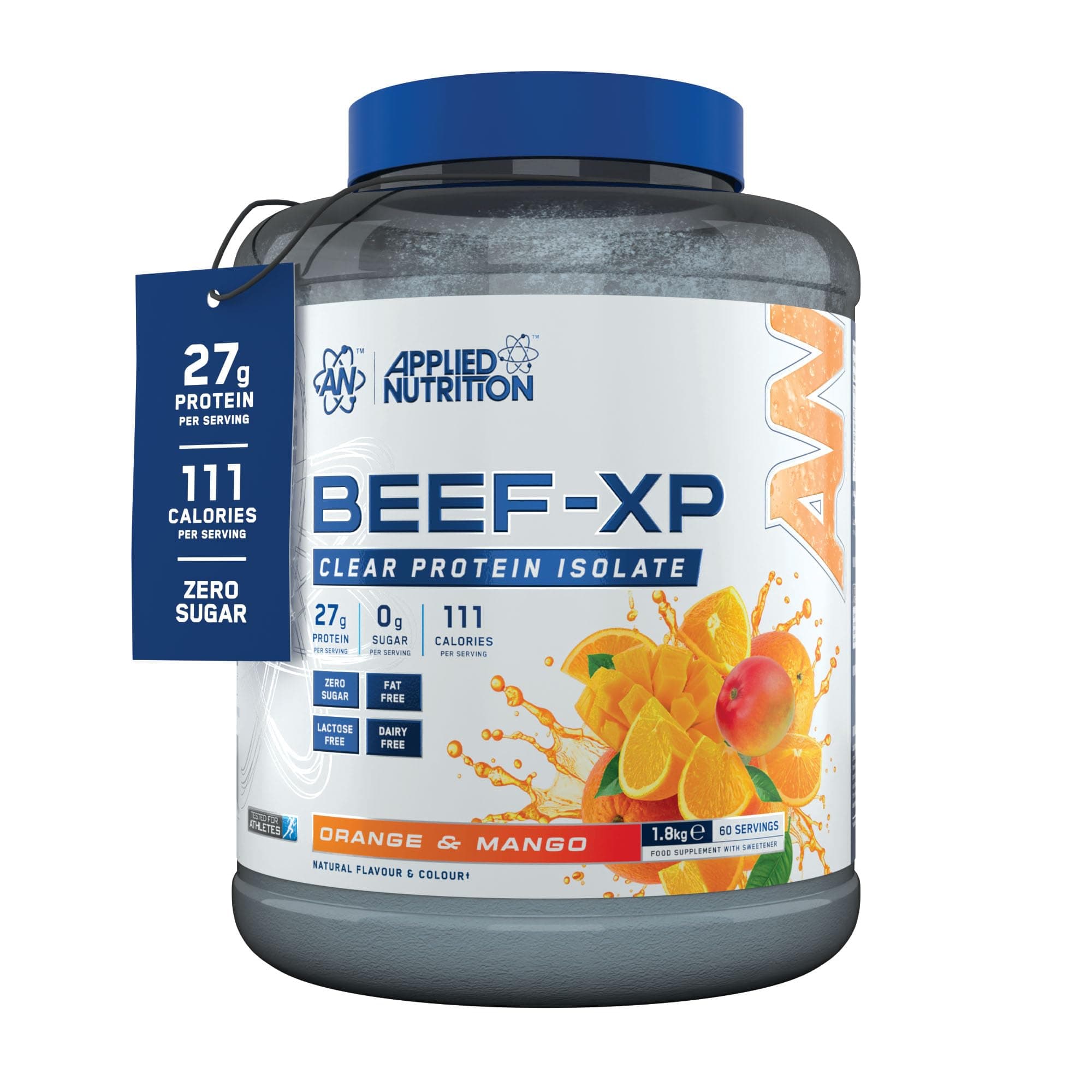Beef XP - Clear Hydrolysed Protein Isolate, Fruit Juice Style, Dairy Free, Lactose Free, Zero Sugar, Low Fat (1.8 kg, Orange & Mango)