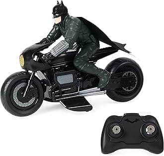 DC Comics, The Batman Batcycle RC with Batman Rider Action Figure, Official Batman Movie Styling, Kids Toys for Boys and Girls Ages 4 and Up,Multi-colored,4.75 x 12 x 3.3 inches