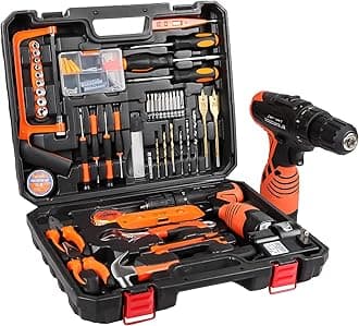 Power Tools Combo Kit, LETTON Tool Set with 60pcs Accessories Toolbox and 16.8V Cordless Drill Set for Home Cordless Repair Tool Kit