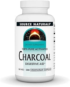 Source Naturals Charcoal - 100% Pure Activated, Digestive Aid* - 200 Vegetarian Capsules