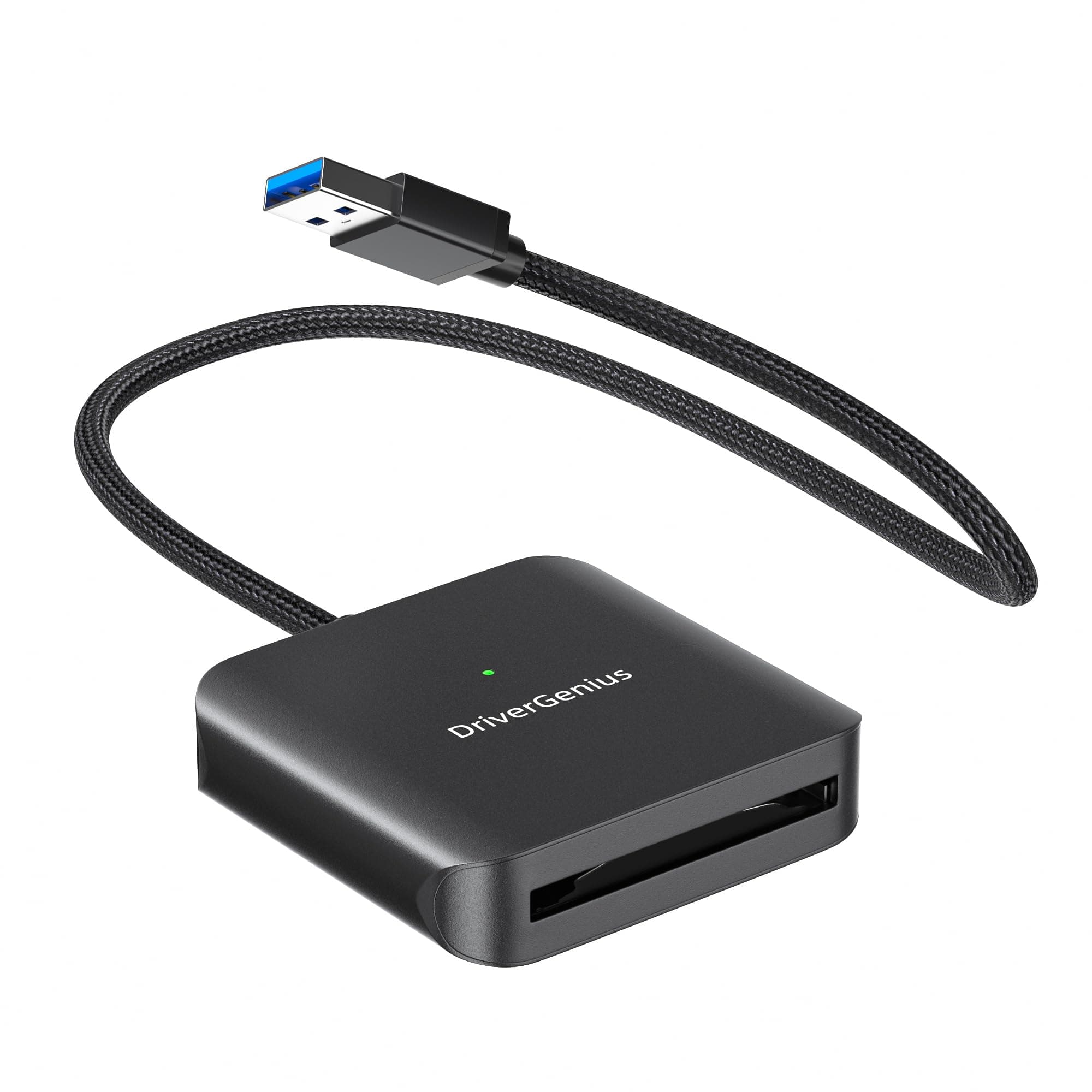 DriverGenius MediaPro CFast | CFast 2.0 Card Reader with USB3.0 Type-A - USB 3.2 Gen1 5Gbps - For Photographers and DSLR Videomakers - Braided Cable 30cm (Aluminium, HB083-A)