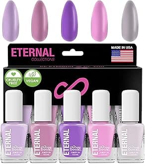 Eternal Pastel Nail Polish Sets for Women (LILAC PINK) - Pastel Nail Polish Set for Girls | Quick Dry & Long Lasting Nail Polish Kit for Home DIY Manicure & Pedicure | Made in USA, 13.5mL (Set of 5)