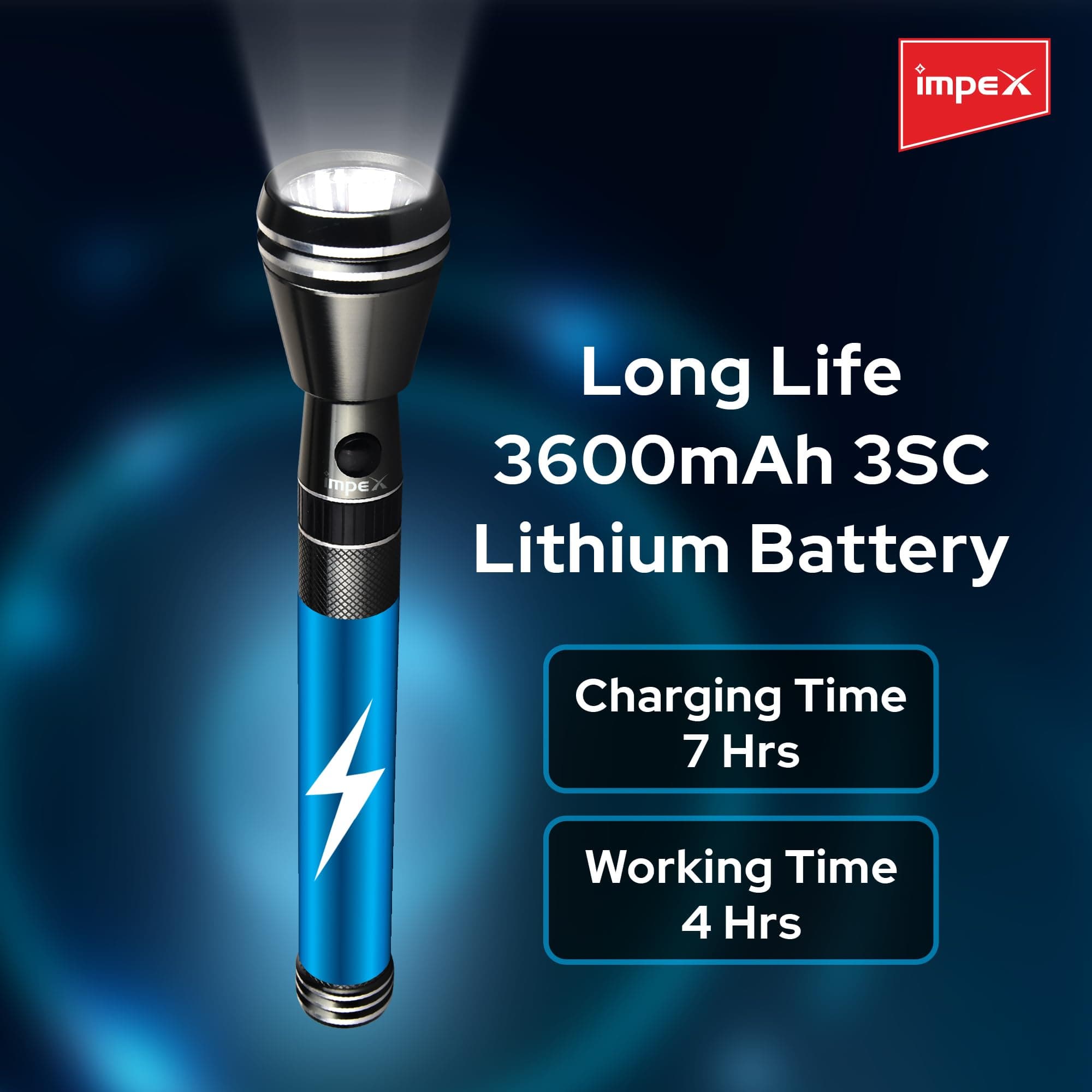 Impex CB 2223 5W Cree LED Rechargeable LED Handheld Flashlight 2 Pcs Combo with Aircraft non corrosive aluminium body