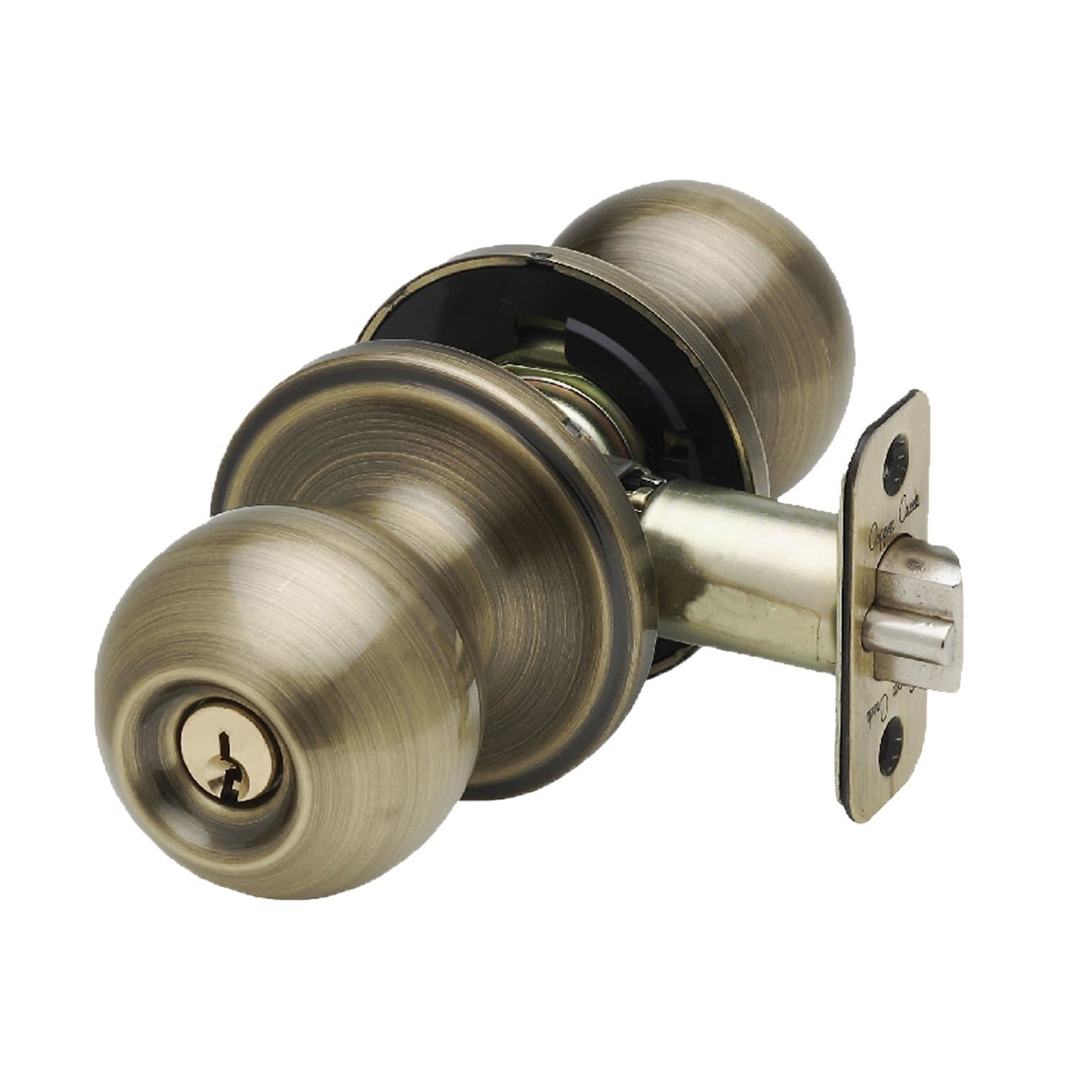 BK2040AB Ball Door Knob, Keyed Entry Function, 1 Pack, in Antique Brass