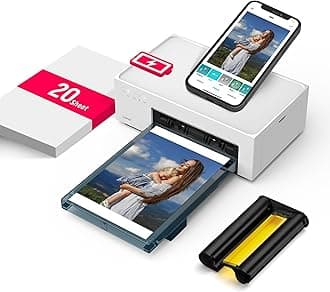 White M200 4x6'' Photo Printer Battery Edition, Wireless Photo Printer for iPhone Android, Dye Sublimation Printing Full-Color Photo 20-Sheet, Portable Picture Printer Ideal for Travel Home Use
