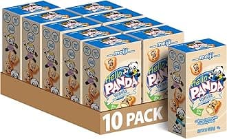Hello Panda Cookies, Vanilla Crème Filled - 2.1 oz, Pack of 10 - Bite Sized Cookies with Fun Panda Sports