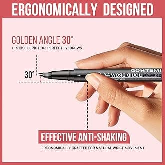 iMethod Curved Eyebrow Pen - Eyebrow Pencil, Brow Pencil 2-in-1 Dual-Ended Microblading Eyebrow Pen with Micro-Fork-Tip and Precise Brush-Tip Create Natural Hair-Like Brows, Last All-Day, Black Brown