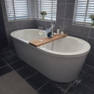 Premium Handmade Solid Wood Bathtub Tray/Bath Caddy for Bathroom, Bath Shelf/Table for Pool, Spa House, Tray with Mobile Holder. (Brown)