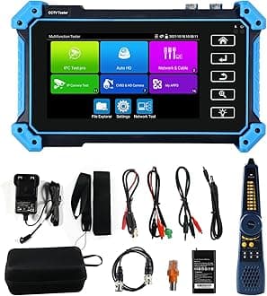 5.4'' IPC Tester,Monitor Tester 8MP AHD CVI TVI SDI CVBS IP Camera Test RJ45 Cable TDR Tester Support POE PTZ RS485 HDMI In VGA In(IPC-5200C Plus)