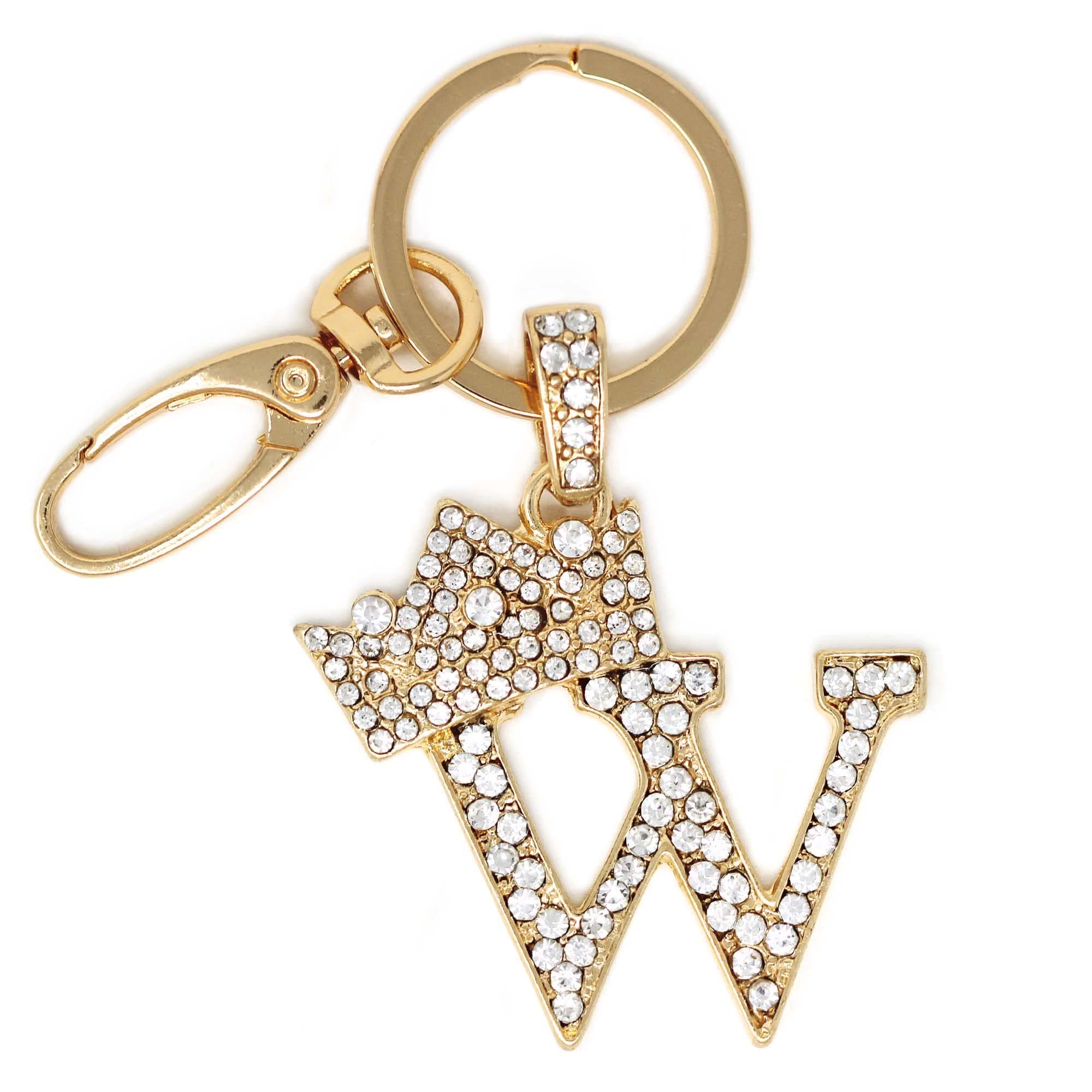 Rhinestone Stud Initial Letter Charm Keychain, Key Ring, Bag Charm