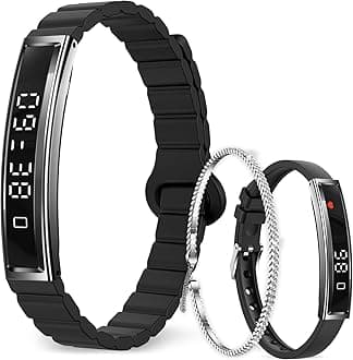 Smart Bracelet for Women Men, Ultralight Fitness Tracker with Heart Rate/Blood Oxygen/Sleep Monitor/Pedometer, Slim Smartwatch for Android iPhone,Activity Tracker, Smart Bracelet with 2 Band Black