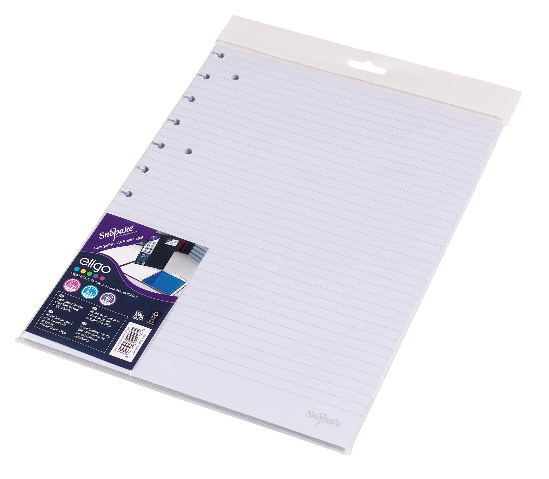 Snopake Eligo A4 ReOrganiser Project Book Refill Paper [Pack of 1] Ref: 15865, White